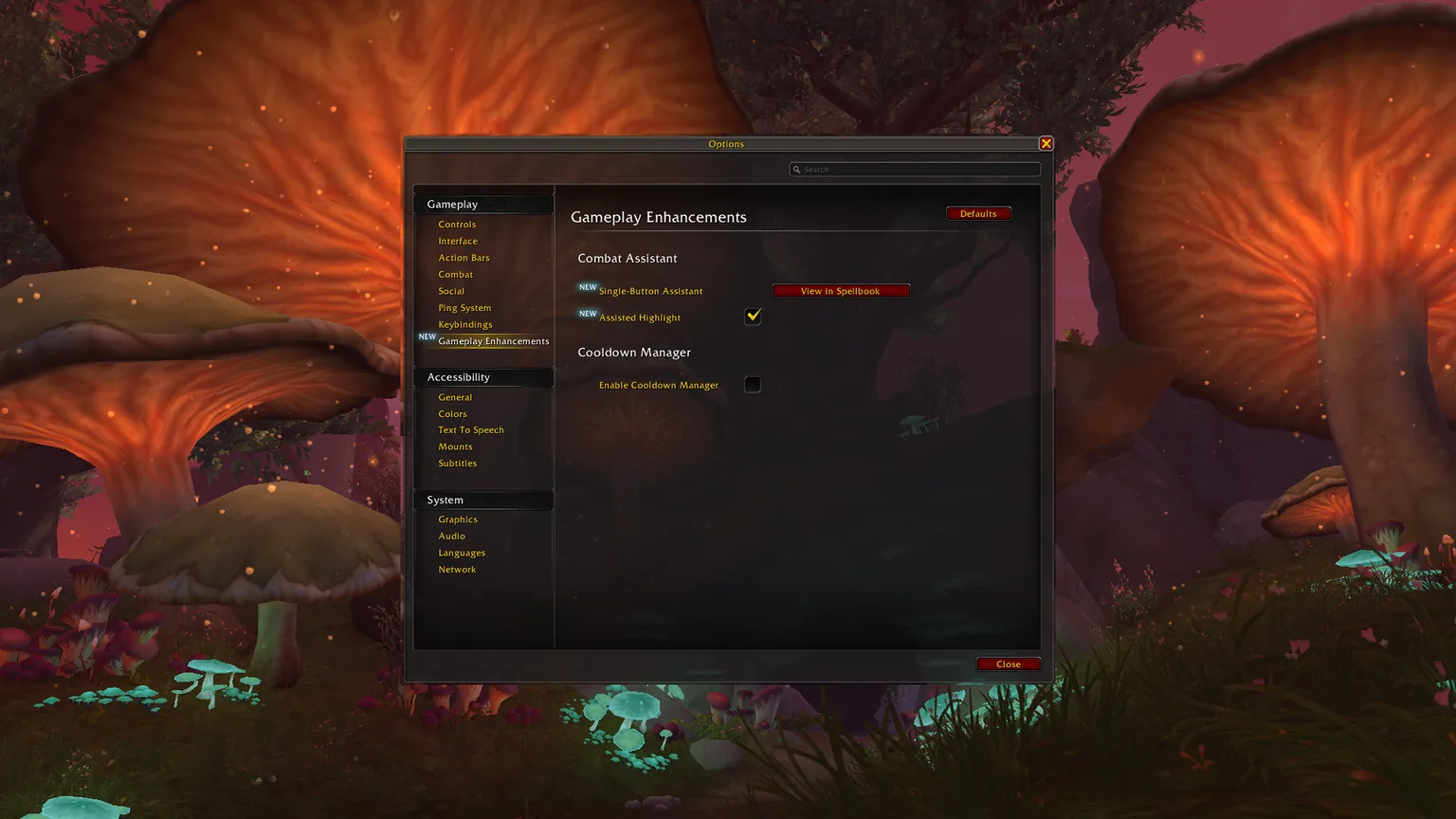 Opzioni WoW per assistente ed evidenziazione