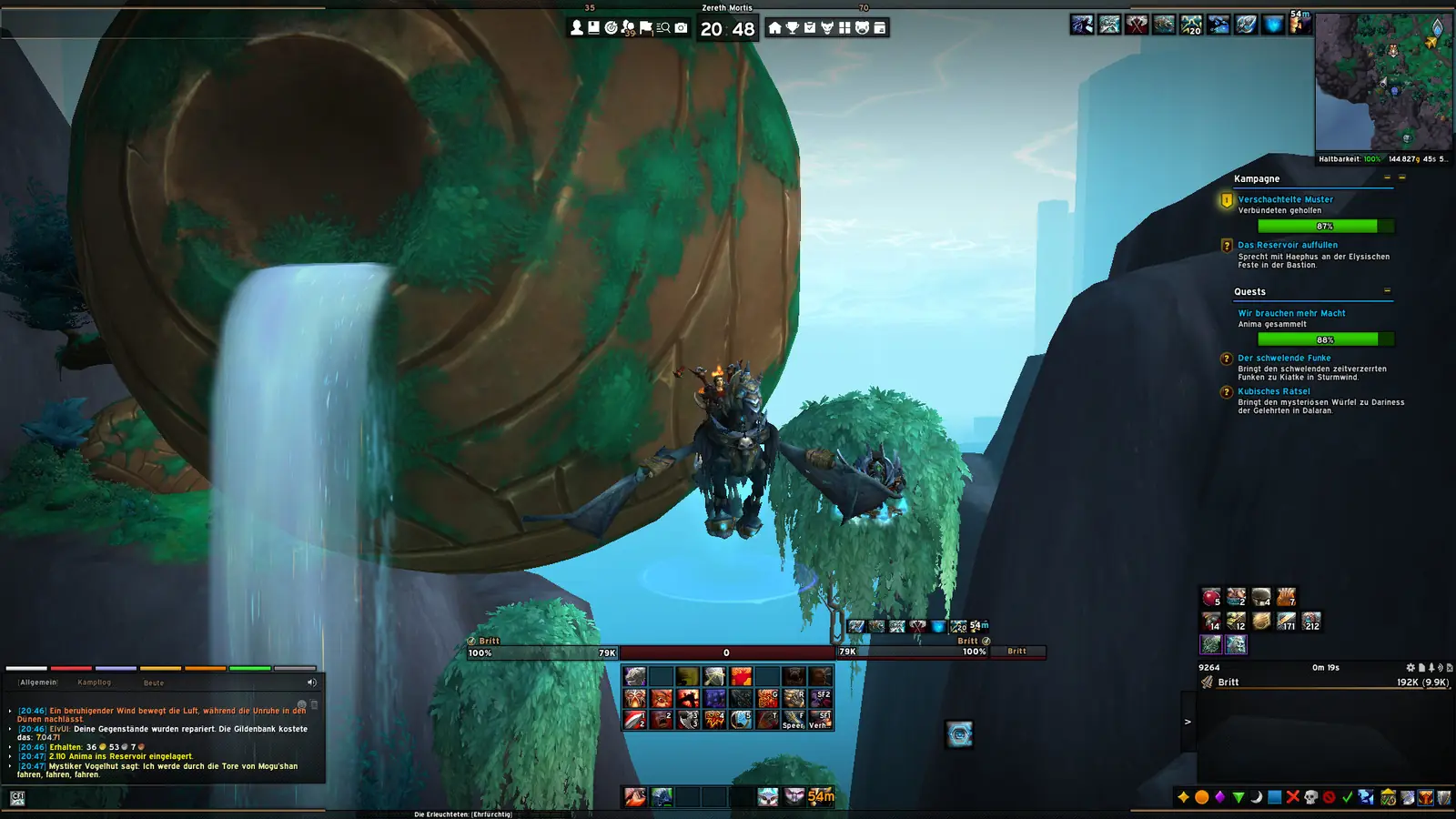 ElvUI action bars, unit frames and quest tracker in World of Warcraft